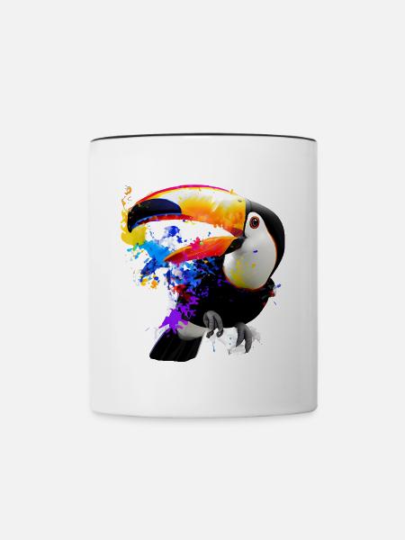 Farbige Toucan-Illustration - Tasse zweifarbig - Weiß/Schwarz