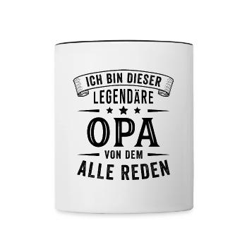 Opa Legende Großvater Lustig Spruch - Tasse zweifarbig - Weiß/Schwarz - Vorne
