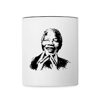 Nelson Mandela portrait dessiné - Mug contrasté - blanc/noir - Devant