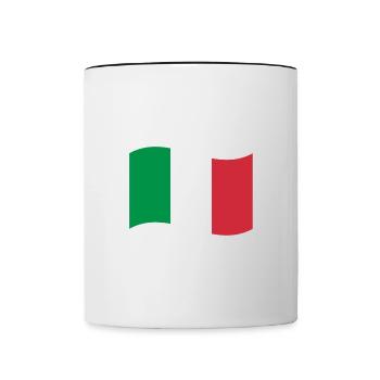 Flagge von Italien / Welle - Tasse zweifarbig - Weiß/Schwarz - Vorne