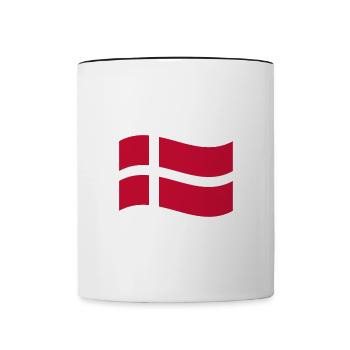 Flag Denmark / wave - Contrasting Mug - white/black - Front