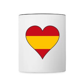 Espagne Drapeau coeur - Mug contrasté - blanc/noir - Devant
