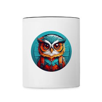 Little Cute Owl in Color Wheel Owl Design - Contrasting Mug - white/black - Front