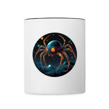 Weltraumspinne im Weltall im Orbit - Tasse zweifarbig - Weiß/Schwarz - Vorne