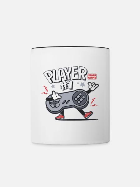Gamer Player 1 console jeux video Famille - Tvåfärgad mugg - vit/svart