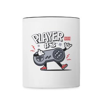Gamer Player 3 console video games Family - Contrasting Mug - white/black - Front