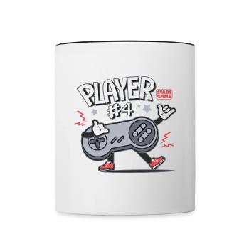 Gamer Player 4 console video games Family - Contrasting Mug - white/black - Front