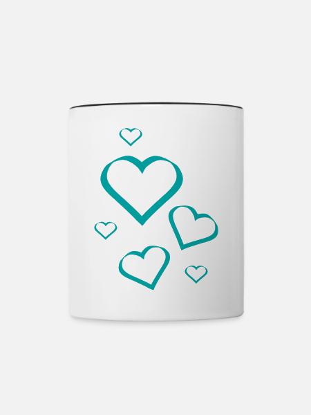 Blaues Herz Muster Herzmuster Geschenk - Tasse zweifarbig - Weiß/Schwarz