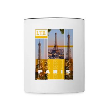 Paris France City Skyline Eiffel Tower Holiday - Contrasting Mug - white/black - Front