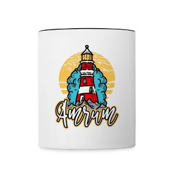 Amrum Allemagne City Lighthouse Skyline Font - Mug contrasté - blanc/noir - Devant