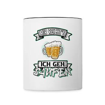 Bier Saufen Trinken Alkohol Spruch Mir Reichts - Tasse zweifarbig - Weiß/Schwarz - Vorne