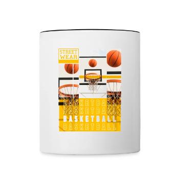 Basketteur Basketteur Basket Dunking Sport Vintage - Mug contrasté - blanc/noir - Devant