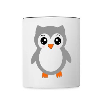 gray owl - Contrasting Mug - white/black - Front