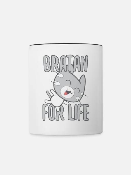 Bratan Katze Kater grau Geschenk - Tasse zweifarbig - Weiß/Schwarz