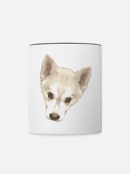 süßes Hündchen, Hundebaby Gesicht wasserpixel - Tasse zweifarbig - Weiß/Schwarz