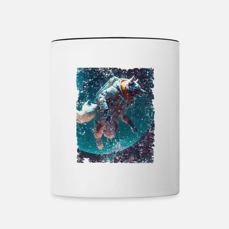 Wolf Astronaut Astrowolf Space Gift - Contrasting Mug - white/black