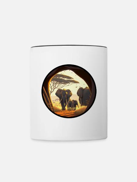 Elefanten in der Serengeti - Tasse zweifarbig - Weiß/Schwarz