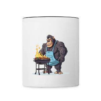 Grillen Grilla Griller Gorilla BBQ Spruch Lustig - Tasse zweifarbig - Weiß/Schwarz - Vorne