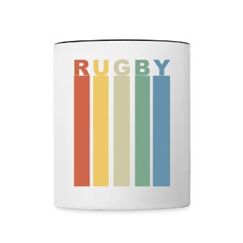 Retro rugby band of vertical colors - Contrasting Mug - white/black - Front