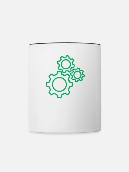 Denkende Zahnräder Design - Tasse zweifarbig - Weiß/Schwarz