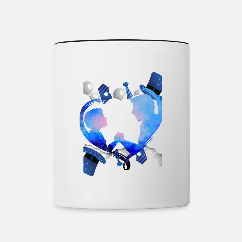 Fêtes des pères aux couleurs bleues - Mug contrasté - blanc/noir