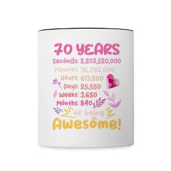70 Jahre alt! Geburtstagsgeschenk 70. Geburtstag - Tasse zweifarbig - Weiß/Schwarz - Vorne