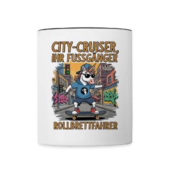 Skateur Licorne Urbain - Mug contrasté - blanc/noir - Devant