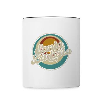 Santa Barbara California Sonnenuntergang Retro - Tasse zweifarbig - Weiß/Schwarz - Vorne