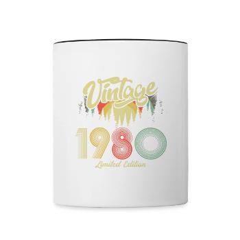 1980 Anniversaire né en 1980 Retro Vintage - Mug contrasté - blanc/noir - Devant