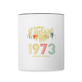 1973 Birthday born in 1973 Retro Vintage - Contrasting Mug - white/black - Front