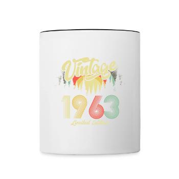 1963 Anniversaire né en 1963 Retro Vintage - Mug contrasté - blanc/noir - Devant