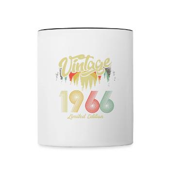 Né 1966 1966 Cadeau d’anniversaire Vintage - Mug contrasté - blanc/noir - Devant
