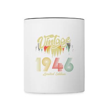 1946 Birthday Born in 1946 Retro Vintage - Contrasting Mug - white/black - Front