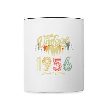 1956 Anniversaire né en 1956 Retro Vintage - Mug contrasté - blanc/noir - Devant
