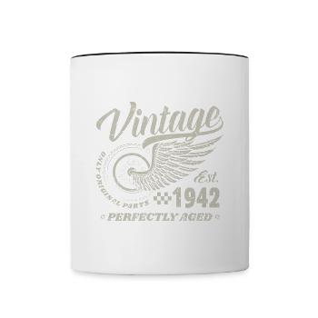 Jahrgang 1942 Geburtsjahr 82 Geburtstag 82 Vintage - Tasse zweifarbig - Weiß/Schwarz - Vorne