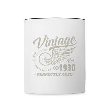 Vintage 1930's Year of Birth 90 Birthday 90's Vintage - Contrasting Mug - white/black - Front