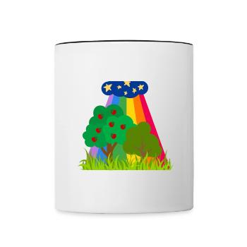 Nuages et arbres arc-en-ciel - Mug contrasté - blanc/noir - Devant