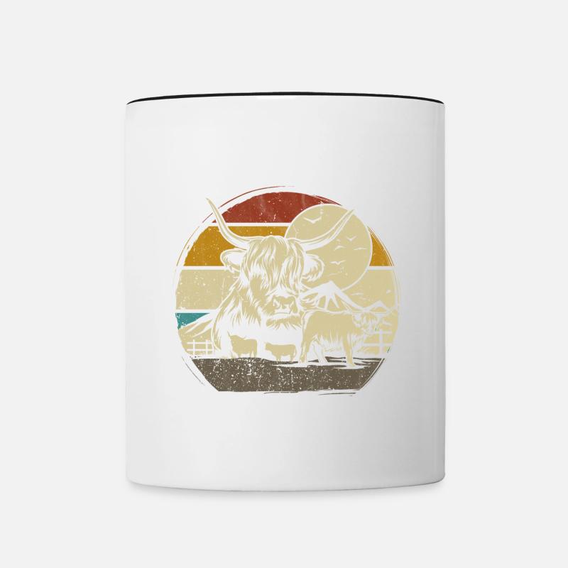 Highlander écossais Highland Cattle Highland - Mug contrasté - blanc/noir