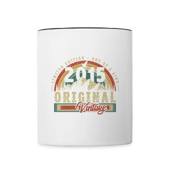 2015 Birthday born in 2015 Retro Vintage - Contrasting Mug - white/black - Front