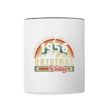 1956 Anniversaire né en 1956 Retro Vintage - Mug contrasté - blanc/noir - Devant