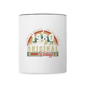 1980 Anniversaire né en 1980 Retro Vintage - Mug contrasté - blanc/noir - Devant