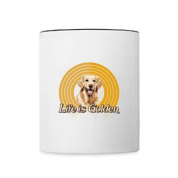Golden Retriever Labrador Dog Life is Golden - Contrasting Mug - white/black - Front