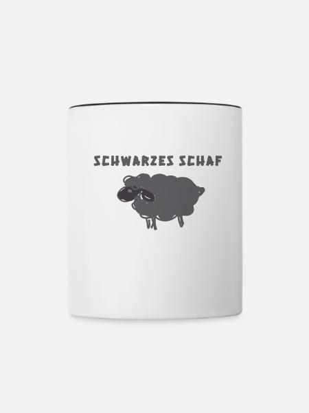 Schwarzes Schaf,,Schaf,illustration - Tasse zweifarbig - Weiß/Schwarz