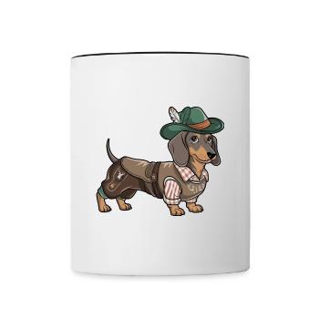 Teckel bavarois Chemise rouge blanche Costume traditionnel Bavière - Mug contrasté - blanc/noir - Devant