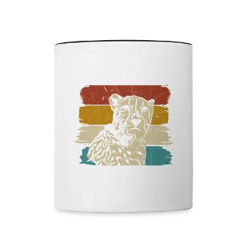 Guépard faune rétro - Mug contrasté - blanc/noir - Devant