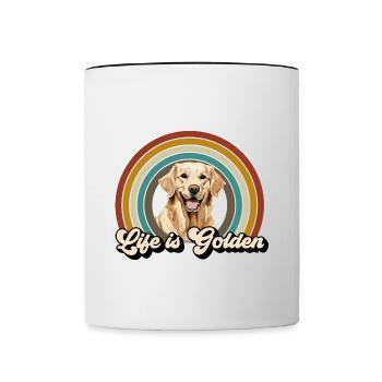 Golden Retriever Labrador Dog Life is Golden - Contrasting Mug - white/black - Front