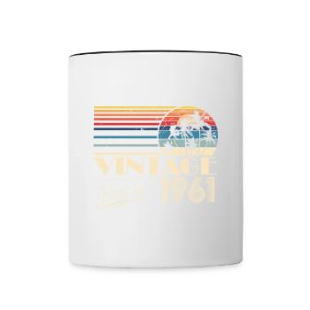 1961 Vintage anniversaire rétro Vintage cadeau - Mug contrasté - blanc/noir - Devant