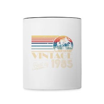 1985 Anniversaire Né En 1985 Rétro Vintage - Mug contrasté - blanc/noir - Devant