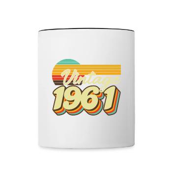 1961 Vintage Anniversaire Rétro Vintage Cadeau - Mug contrasté - blanc/noir - Devant