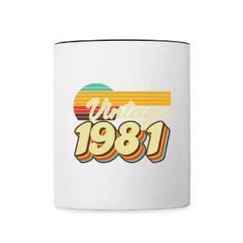 1981 Birthday Born In 1981 Retro Vintage - Contrasting Mug - white/black - Front